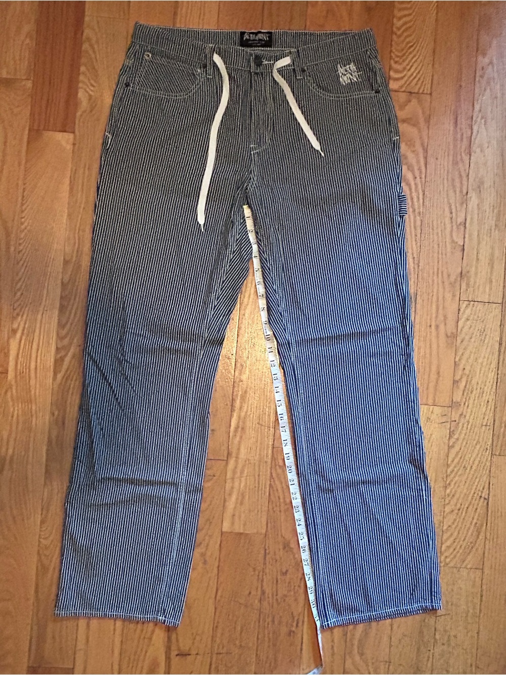 Men's Navy Pinstripe Drawstring Pants